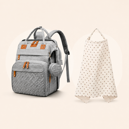 BaseCub® Diaper Backpack & Fold-Out Baby Station + FREE Nursing Cover