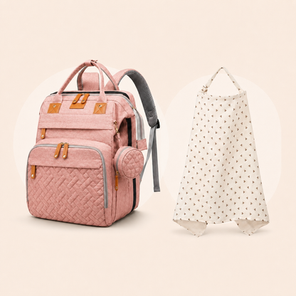 BaseCub® Diaper Backpack & Fold-Out Baby Station + FREE Nursing Cover