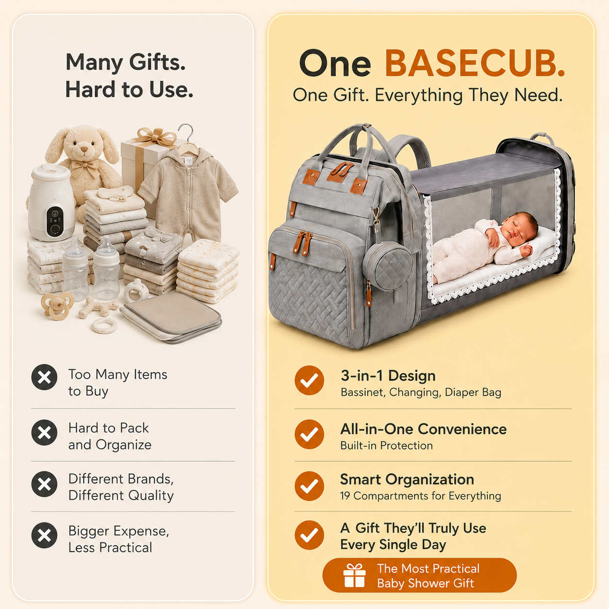 BaseCub® Diaper Backpack with Fold-Out Changing Station